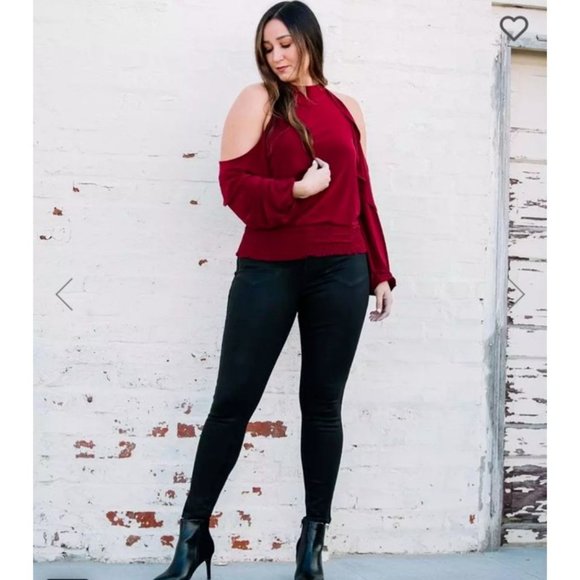 Buckle Willow & Root Cold Shoulder Ruffle Top L - Picture 3 of 3